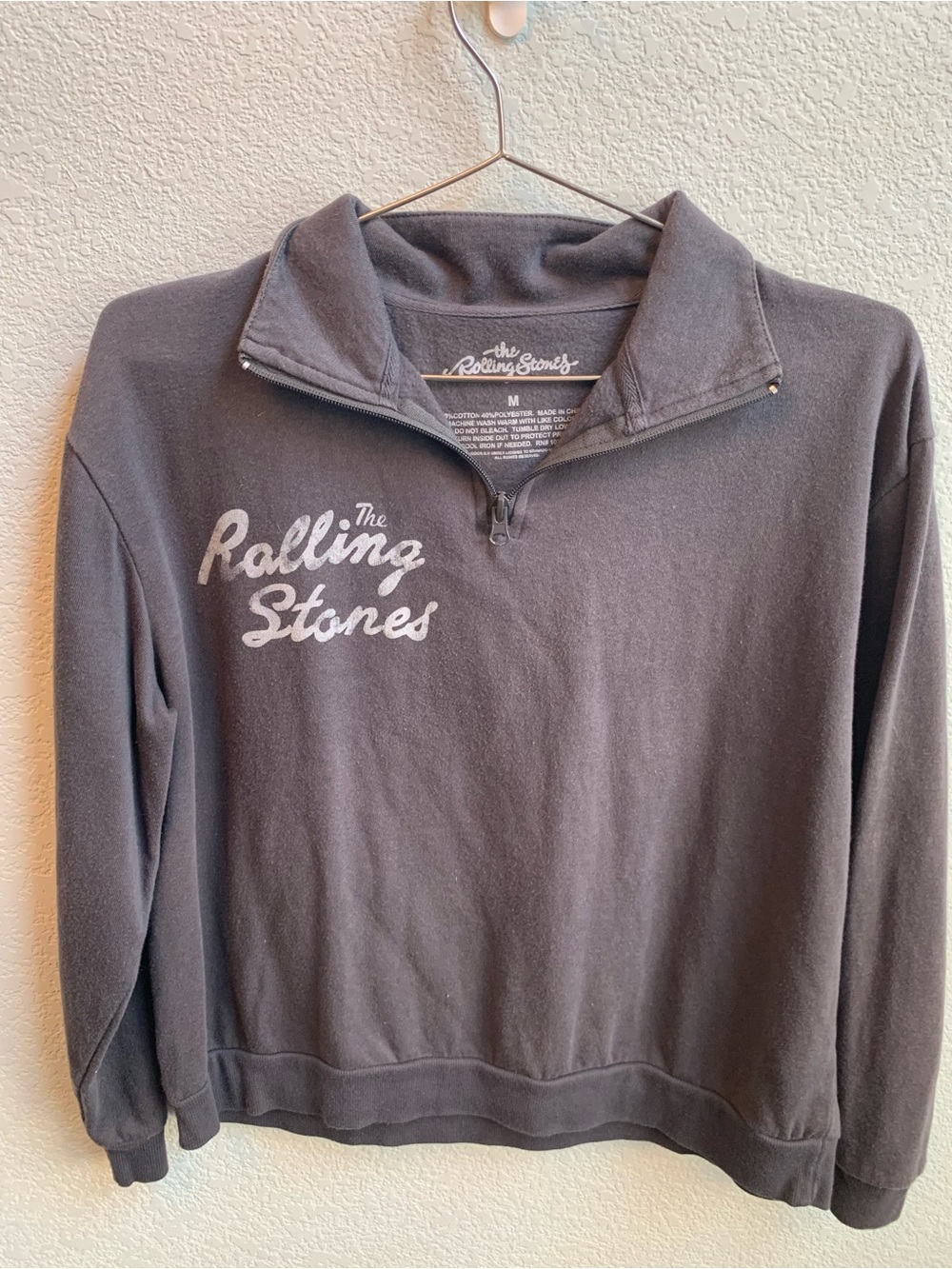 Bravado Men's Charcoal Gray Rolling Stones Quarter-Zip Pullover